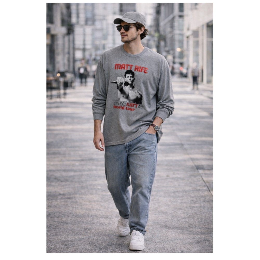 MATT RIFE ProbleMATTic 2023-2024 Tour Graphic Long Sleeve Tee Grey Comedian